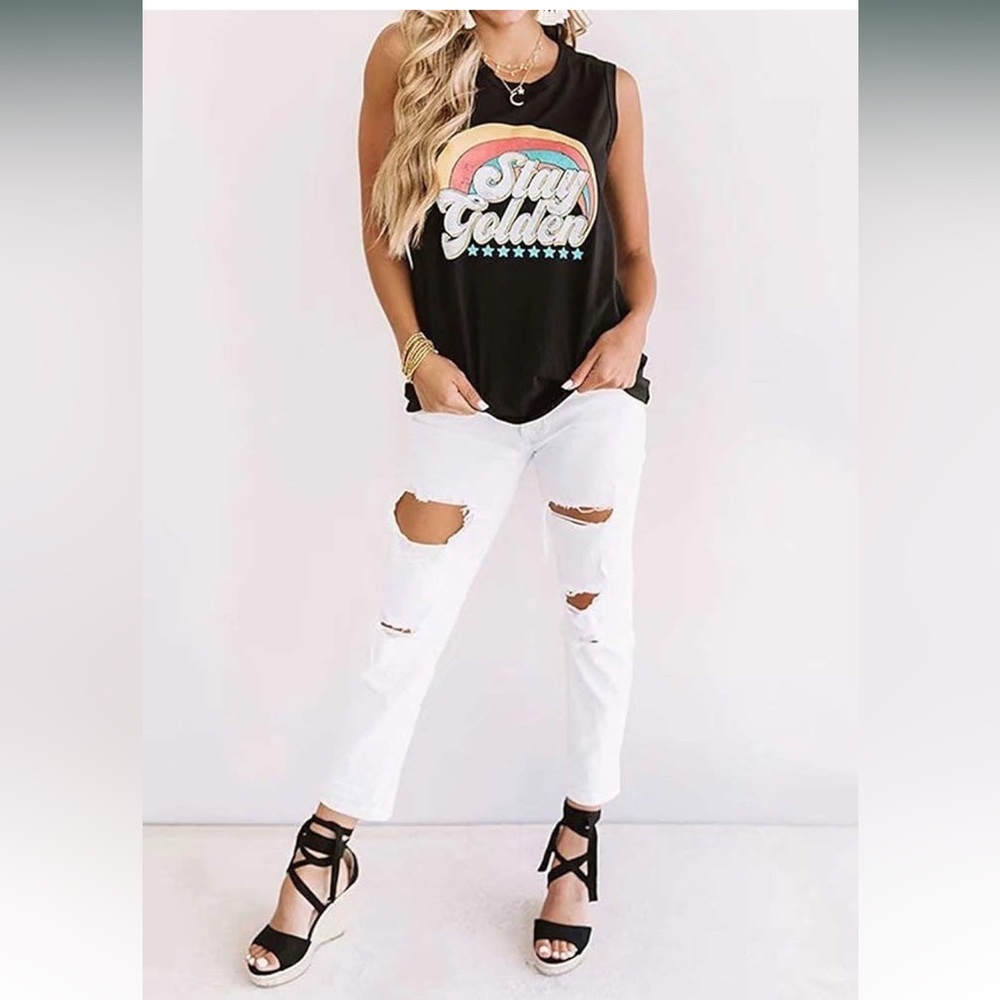 🎯Stay Golden Sleeveless Tank Top - Picture 5 of 15